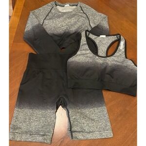 Gymshark Adapt Ombré Seamless Three-Piece Workout Set -Top Tank Shorts Medium‎